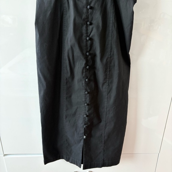 Anthropologie Black Slim Square Neck Ruffle Button Down Dress - Picture 5 of 12